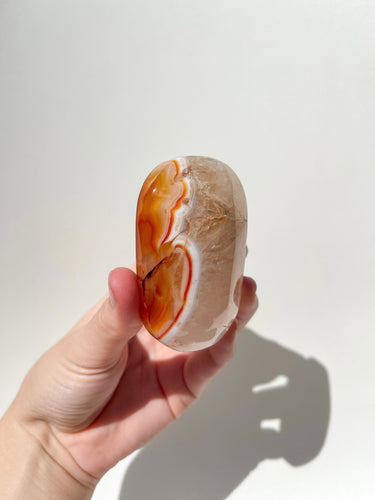 Carnelian Palm #6 Halo Quartz